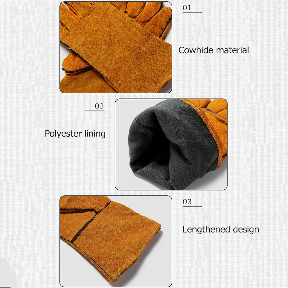 Gants de cuisine résistants à la chaleur, gants de cuisson antidérapants et isolés en cuir de vache pour micro-ondes, accessoires de cuisine