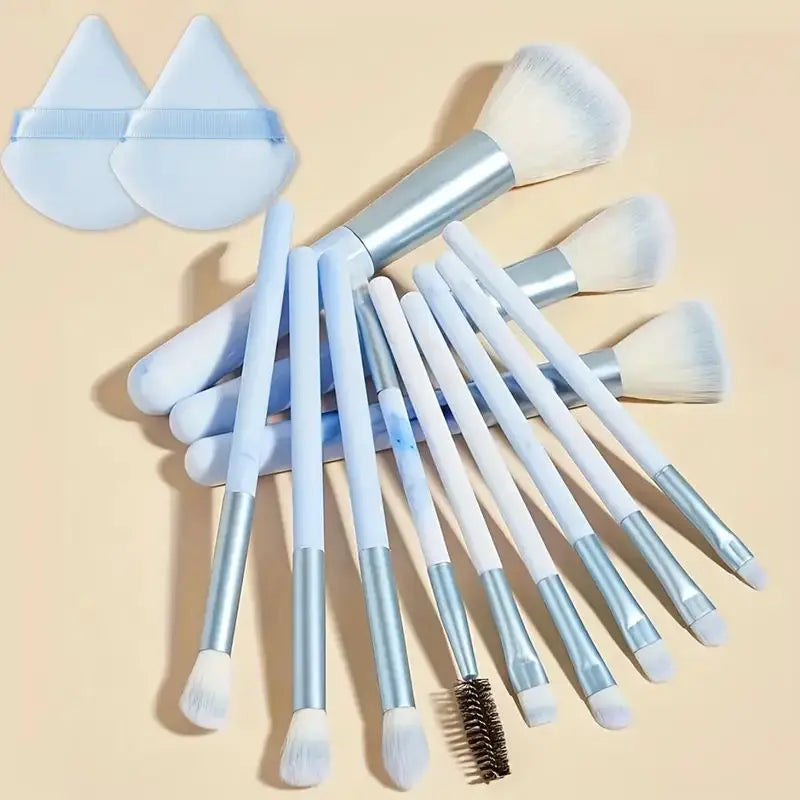Juego de 12 brochas de maquillaje ultrasuaves, herramientas de maquillaje en polvo para principiantes, brocha para rubor puntiaguda, brocha para corrector, brocha delineadora de ojos tipo cuchillo
