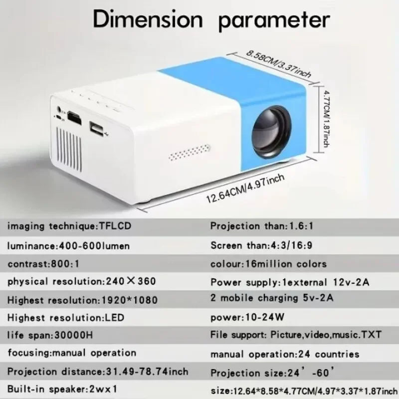 Smart Projector 1000 Lumens, WiFi 6 Bluetooth 5.3, Android 12 with Auto Focus, 4K HD for Home Theater &  Outdoor Camping