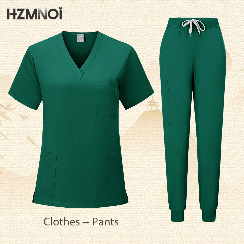 Workwear Nurse Uniform Tops+Straight Pants Medical Nursing Uniform Women Men Pet Shop Beauty Work Suit Doctor Surgery Scrubs Set