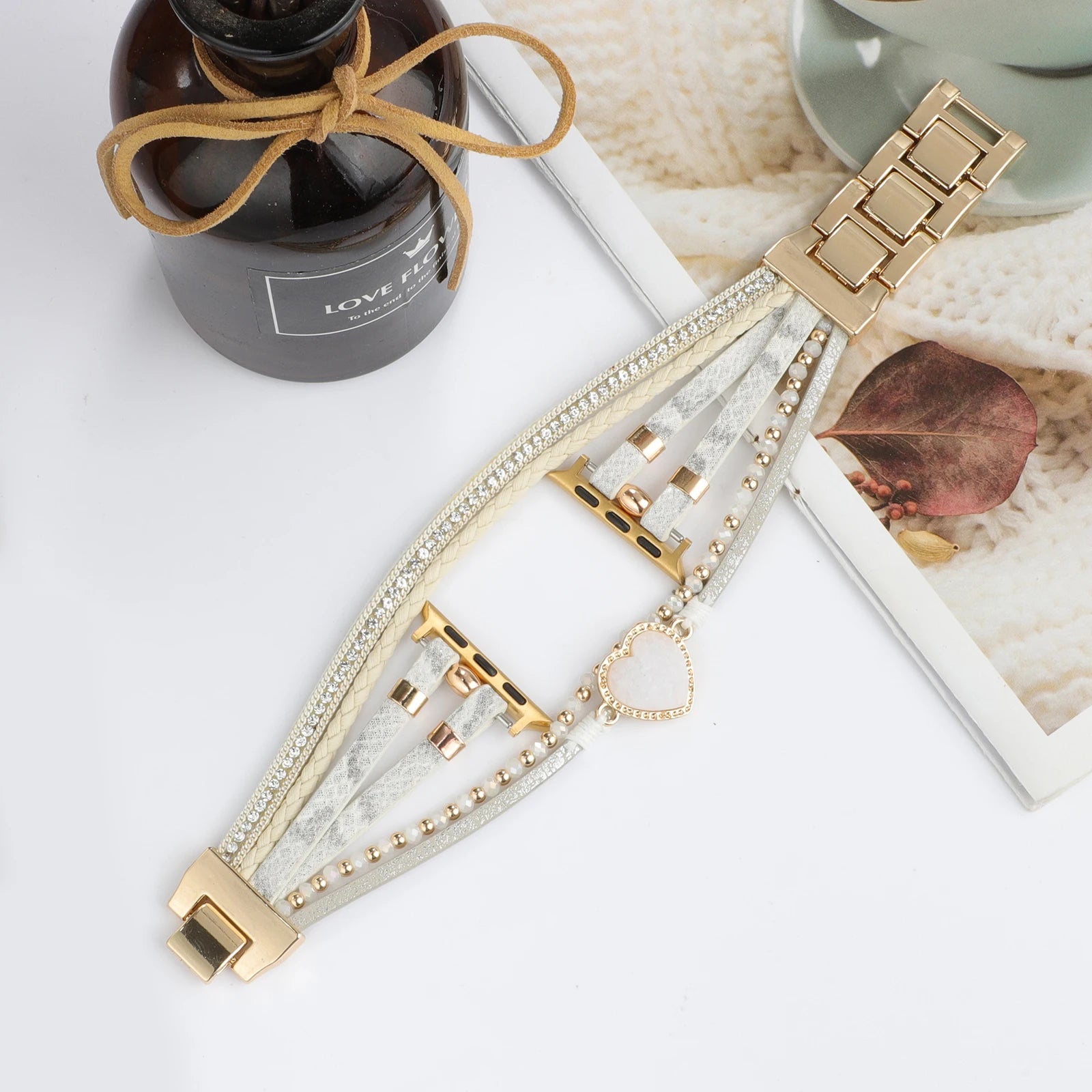 Metal Strap For Apple Watch Band Series876 SE54Ultra Women Jewelry Bracelet Chain IWatch 49mm 45mm 41mm 40mm 38 44mm Peal Wrist