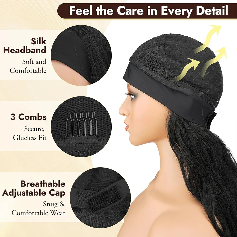 Headband Wig Human Hair Body Wave 40 Inch Glueless No Sew Headband Wigs On Clearance Sale Brazilian Virgin Hair 200% Dencity Wear and Go Headband Wigs for Black Women Natural Color Beginner Friendly