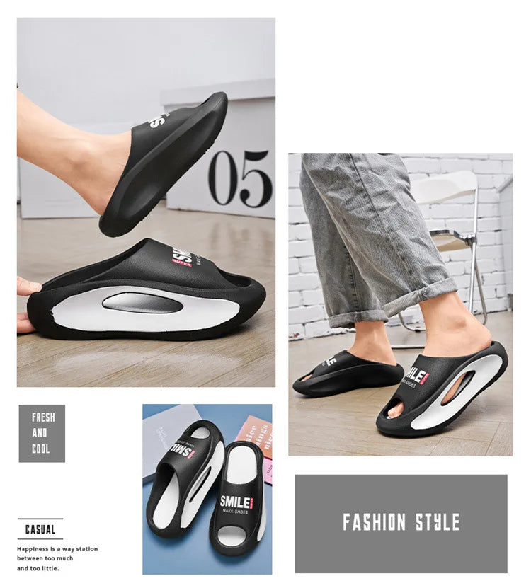 Men Slippers New Slides with a Sense High Aesthetic Value External Wear Anti Slip Thick Bottom, Beach Cool Slippers for Men