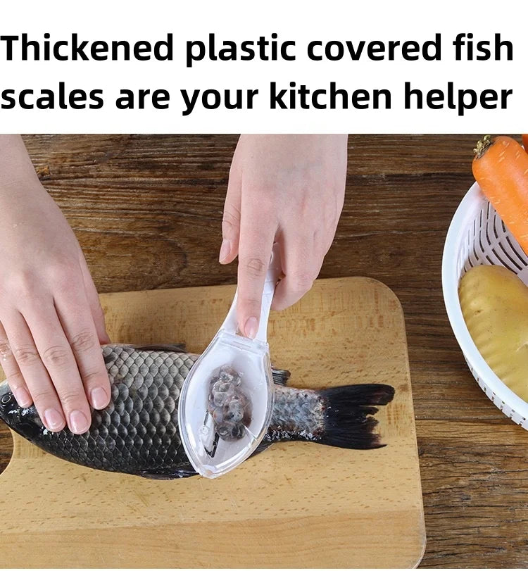 Raspador de escamas de pescado con tapa para báscula de cocina, raspador manual de escamas, descalcificación, herramientas de cepillado para pesca