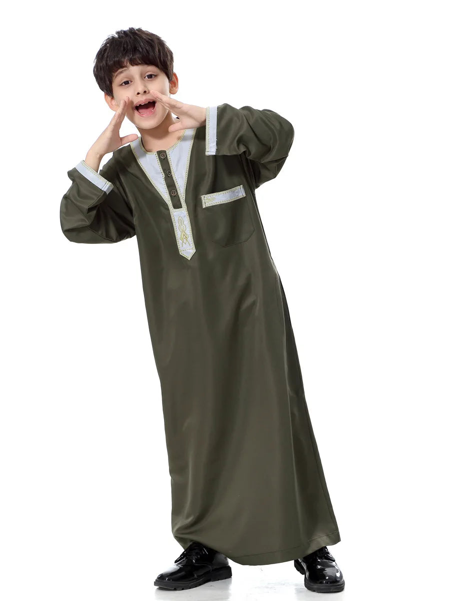 2025 Fashion Muslim Teenager Clothing Islam Men Summer Winter Eid Ramadan Prayer High Quality Elengance Party Boy's Robe Caftan