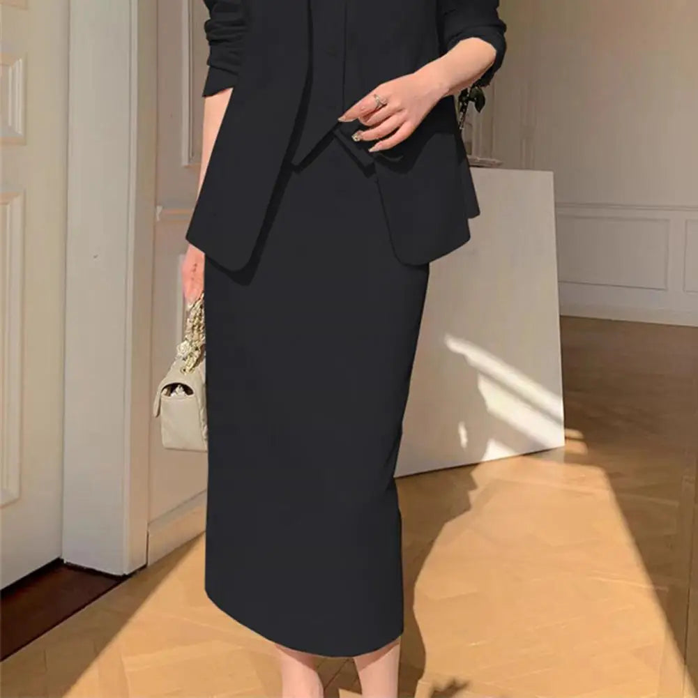 Conjunto de falda y chaqueta de traje para mujer, elegante, de oficina, de negocios, con falda midi, conjunto de falda de cintura alta para mujer que se desplaza al trabajo