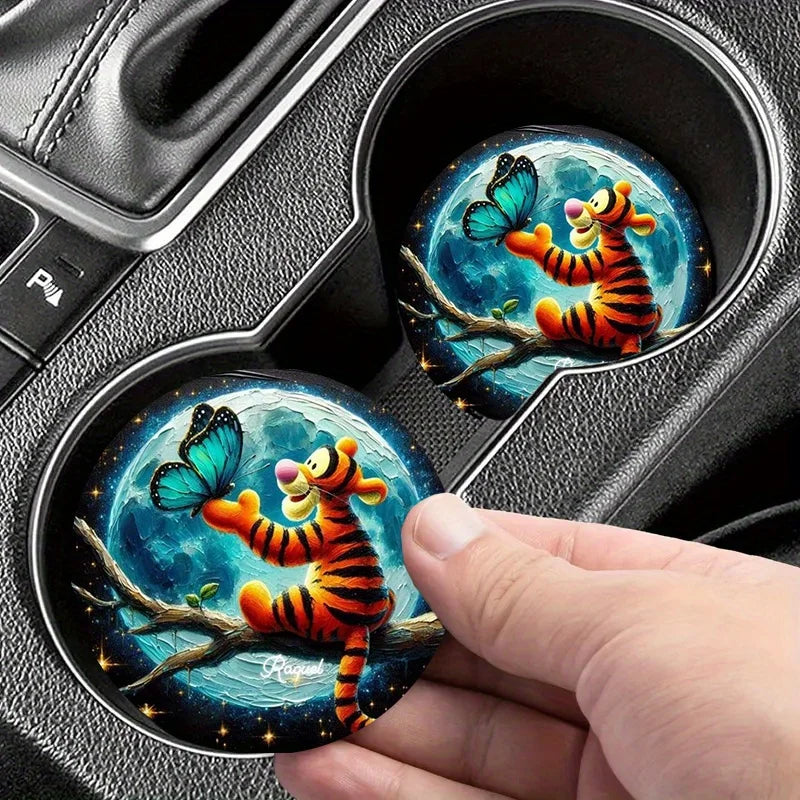 2Pcs Car Coaster Cartoon Non-Slip Coasters Acrylic Coasters Car Interior Accessories Kitchen & Household Products Birthday
