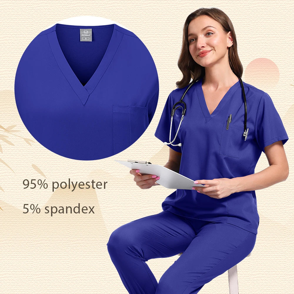 Workwear Nurse Uniform Tops+Straight Pants Medical Nursing Uniform Women Men Pet Shop Beauty Work Suit Doctor Surgery Scrubs Set