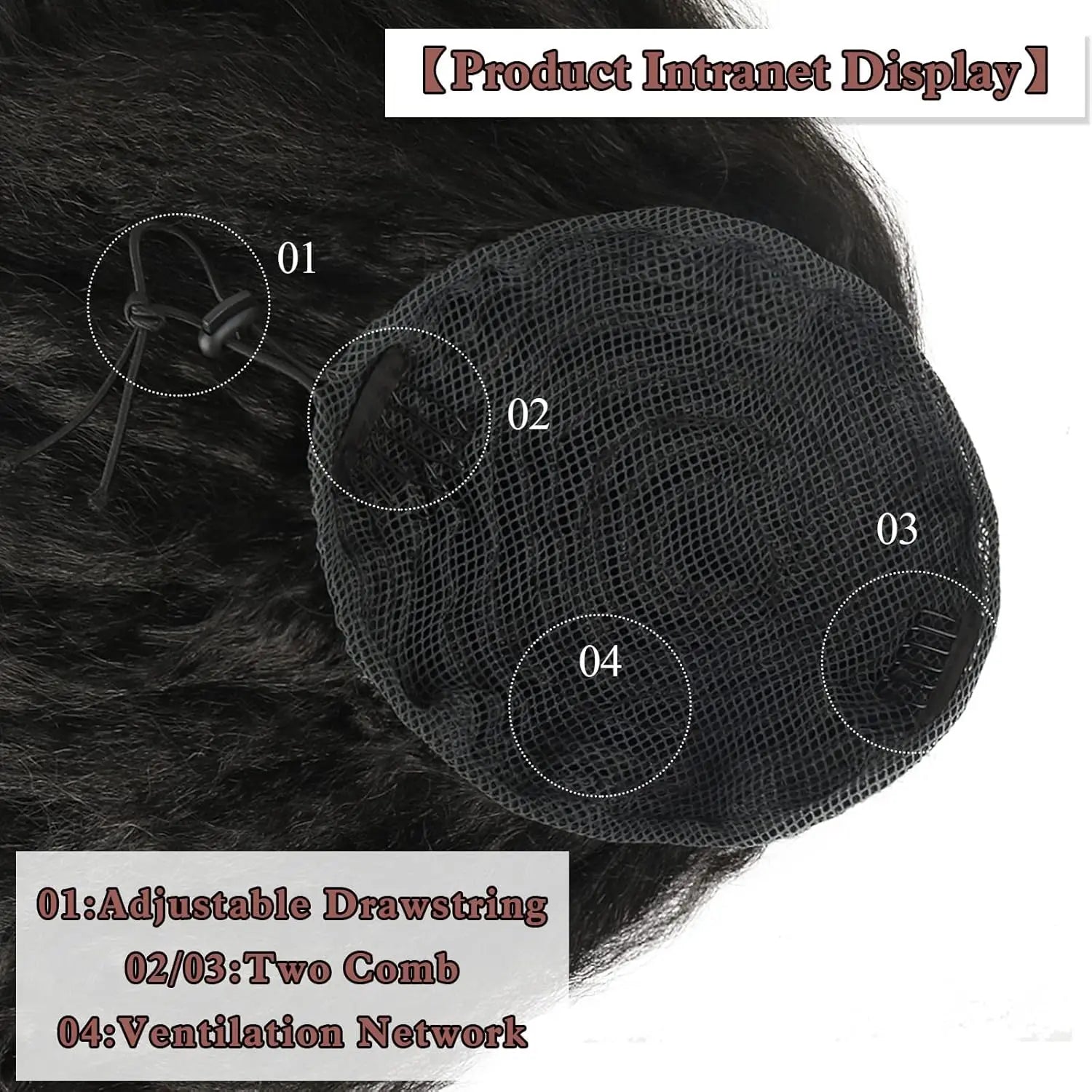 Synthetic 16" Nature Black Drawstring Yaki Straight Ponytail Hair Extensions Tail Warping Pieces for Black Women Daily Party Use