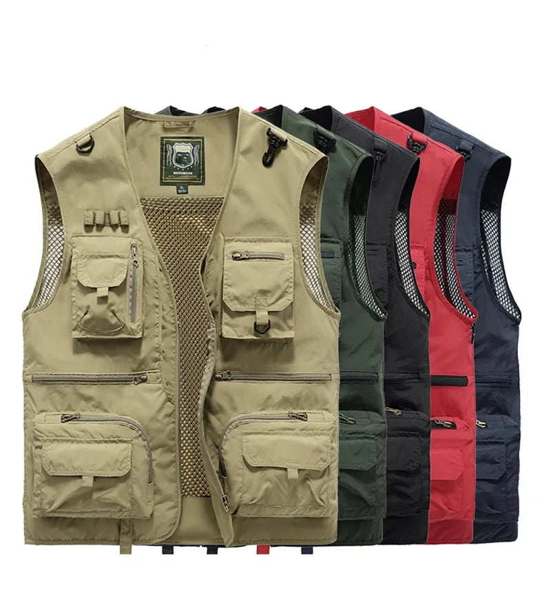 Outdoor Leisure Vest Men's New Multi-Pocket Breathable Outdoor Sports Coat High-Quality Design Leisure Vest Men Work Vest