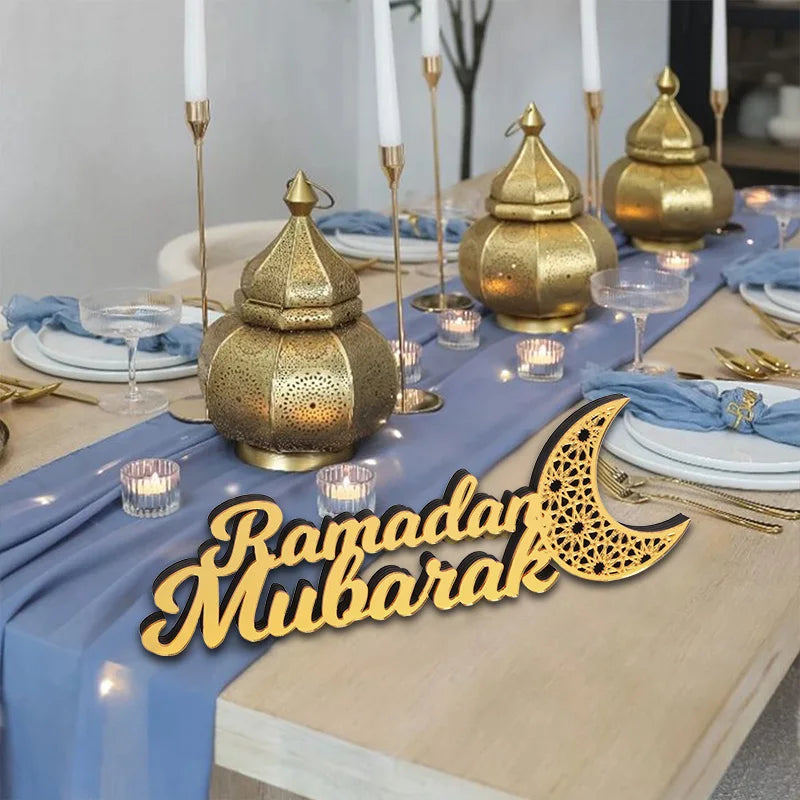 Ramadan Mubarak Acrylic Ornament Eid Mubarak Ramadan Kareem Decoration for Home Islamic Muslim Party Decor Eid Al Adha Gift