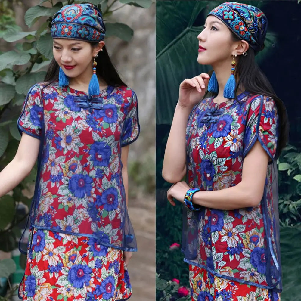 Fashion Embroidery Flowers Bandanas Mexican Style Ethnic Turban Hats Vintage Breathable Hair Cover Cap for Women