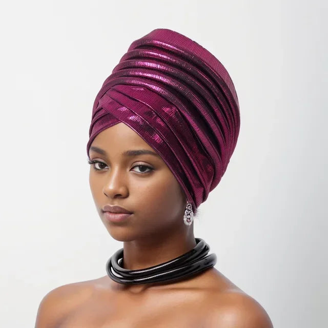 Gorro turbante africano para mujer, envolturas de cabeza nigerianas, pañuelo automático Gele ya hecho, tocado musulmán, tocado para fiesta