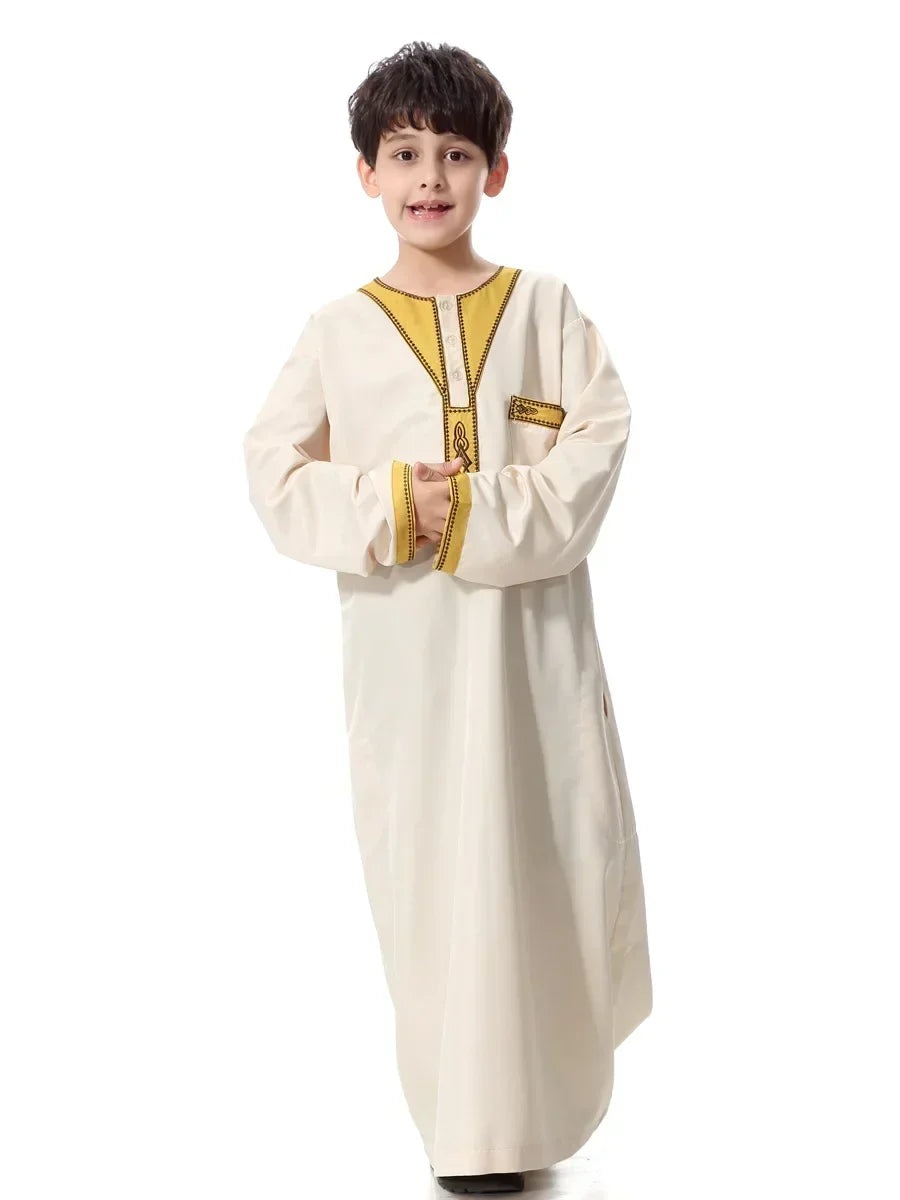 2025 Fashion Muslim Teenager Clothing Islam Men Summer Winter Eid Ramadan Prayer High Quality Elengance Party Boy's Robe Caftan