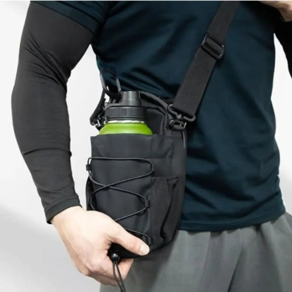 Magnetic Water Bottle Sling Bag Large Capacity Adjustable Gym Bottle Bag Multi-layer with Shoulder Strap Crossbody Sports Bag