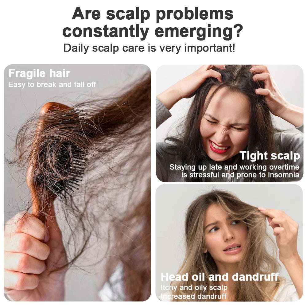 Electric Head Massager for Hair Growth 630nm Red Light Massage Comb Scalp Essential Applicator Anti-hair Loss Spray Hair Brush