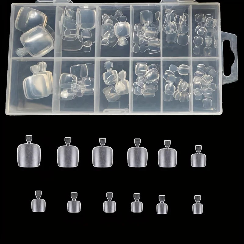 120 Pieces of Transparent Toenail Pressing Full Set of Short Square Fake Soft Gel Toenail Tip for Small Toe Nail Bed