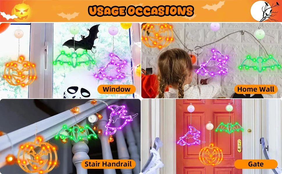 Halloween Led String Lights Ghost Pumpkin Spider Hat Modeling Lamp with Suction Cup Festival Party Halloween Decoration New