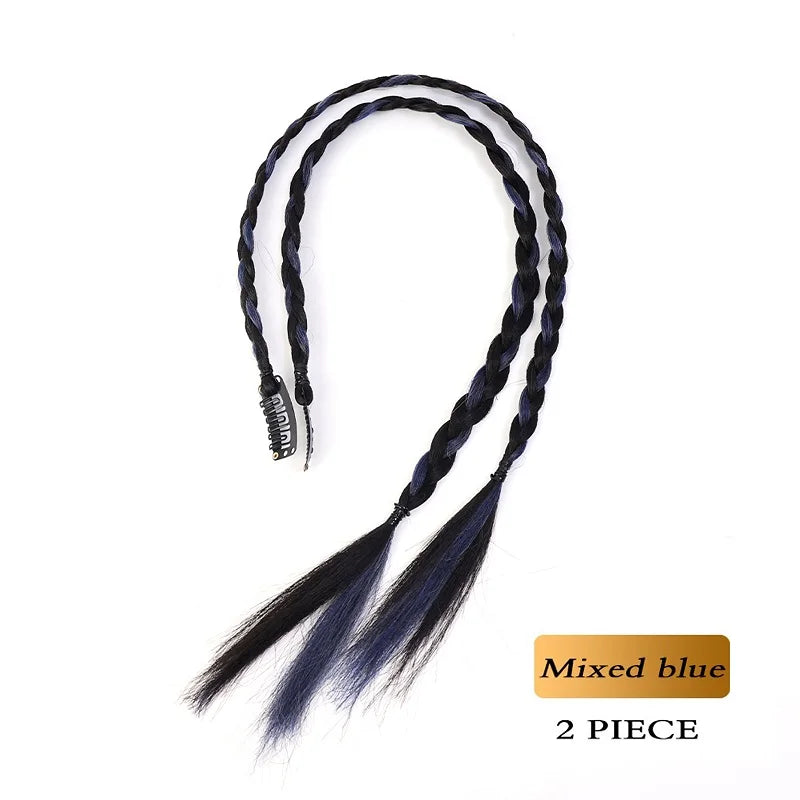 WIGSIN Synthetic 2pcs Braid Wig With Strong BB Clip Lightweight Box Braid Ponytail Hair Piece for Women
