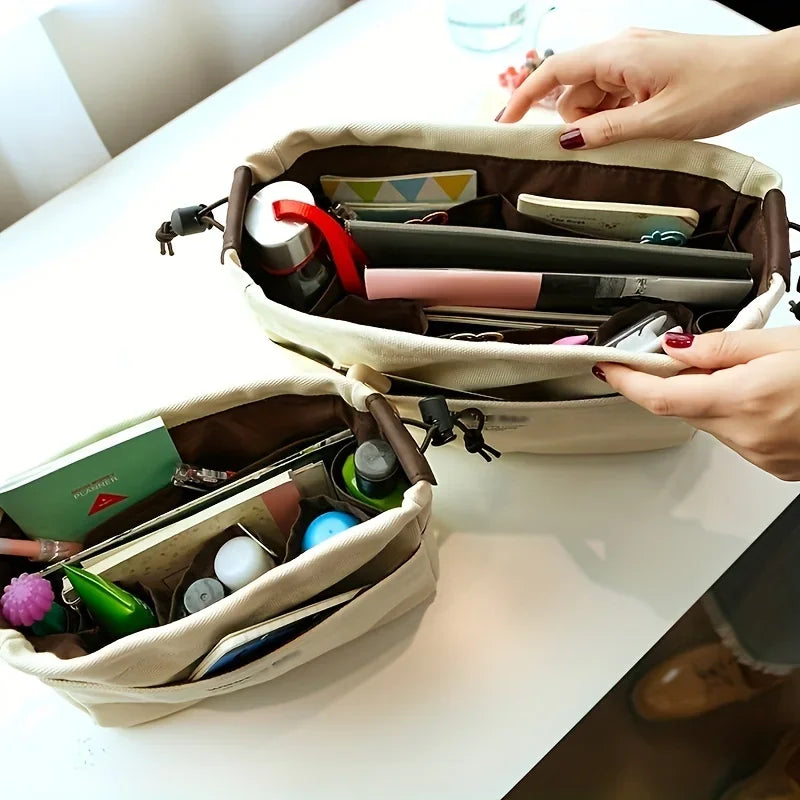 1/2 sacs de rangement en toile à cordon, multipoches, légers et portables, pour vos voyages.