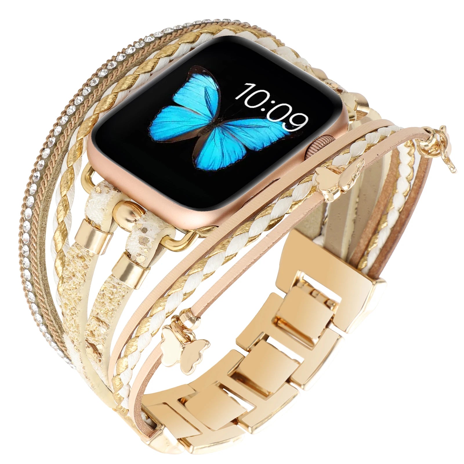 Metal Strap For Apple Watch Band Series876 SE54Ultra Women Jewelry Bracelet Chain IWatch 49mm 45mm 41mm 40mm 38 44mm Peal Wrist