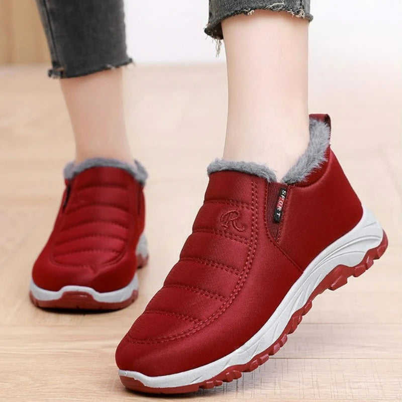 Chaussures d'hiver pour couple, bottes de neige chaudes et moelleuses, tendance, décontractées, en coton, confortables, à enfiler, pour homme et femme