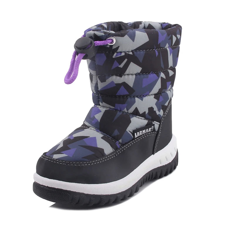 Winter Warm Fur Snow Boots Children Black Furry Shoes Girls Non-slip Waterproof Kids Footwear Child Sneakers Baby Shoes Pink