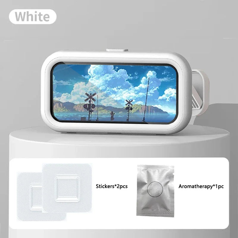 Shower Phone Holder with Speaker - 480 Rotation, Wall Phone Mount for Shower, Waterproof Anti Fog Shower Case for 4-7" Phones