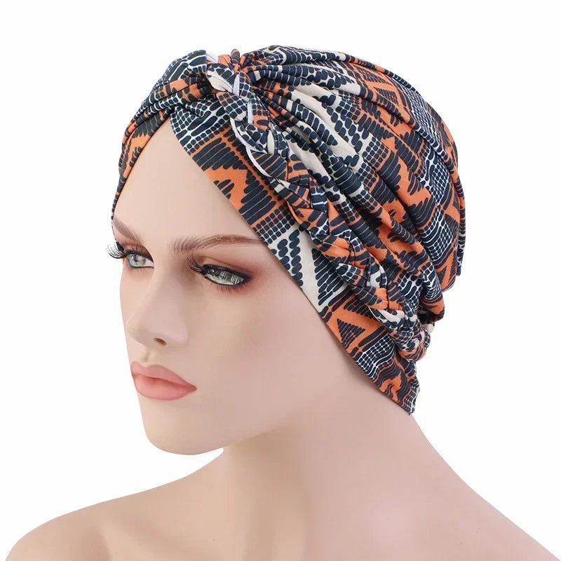 Sombrero turbante indio nuevo con nudo y lazo para mujer, hijab musulmán, pañuelo africano para la cabeza, gorro, gorro para pérdida de cabello, gorro de quimioterapia, pañuelos para la cabeza