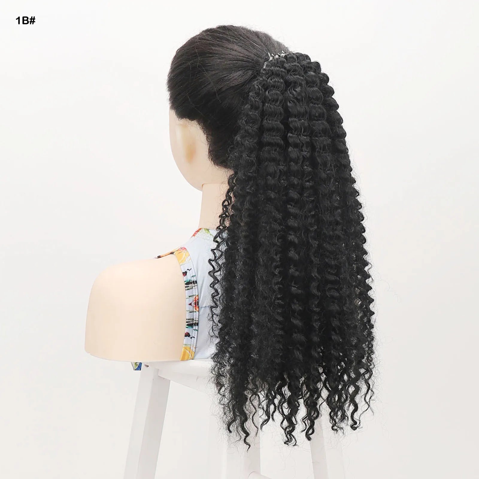 Jeedou Queues de cheval Cheveux bouclés lâches en anneau Design Afro Texture duveteuse Extension de queue de cheval synthétique pour femme Usage quotidien