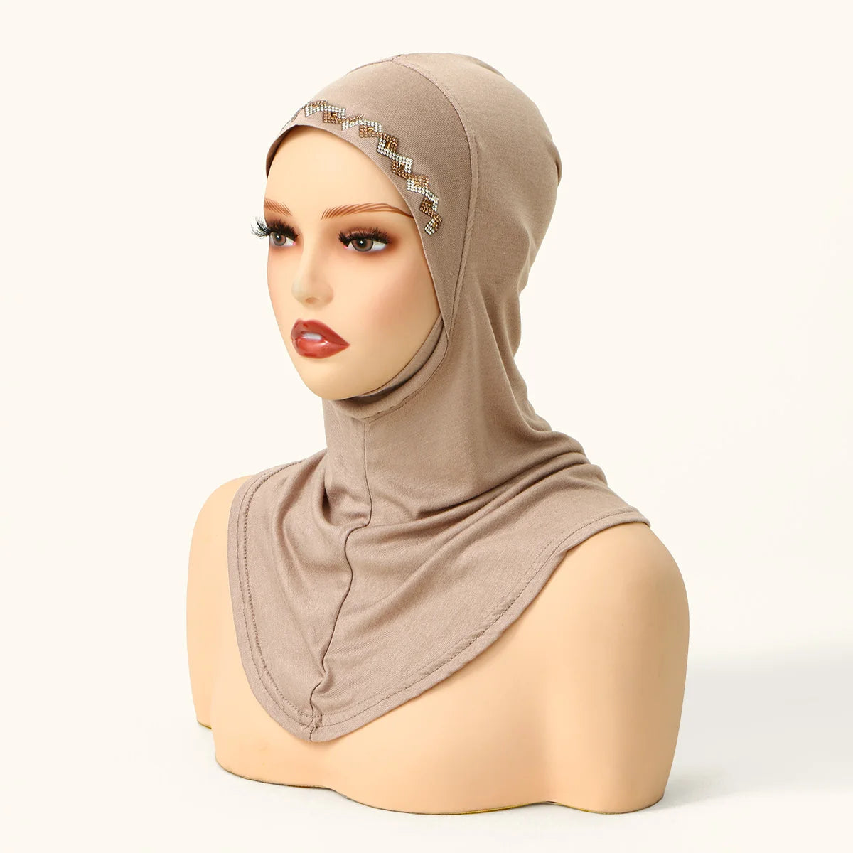 Nuevo hiyab instantáneo con pedrería brillante para mujer musulmana, cobertura total, gorro de algodón sólido, listo para usar, gorro interior