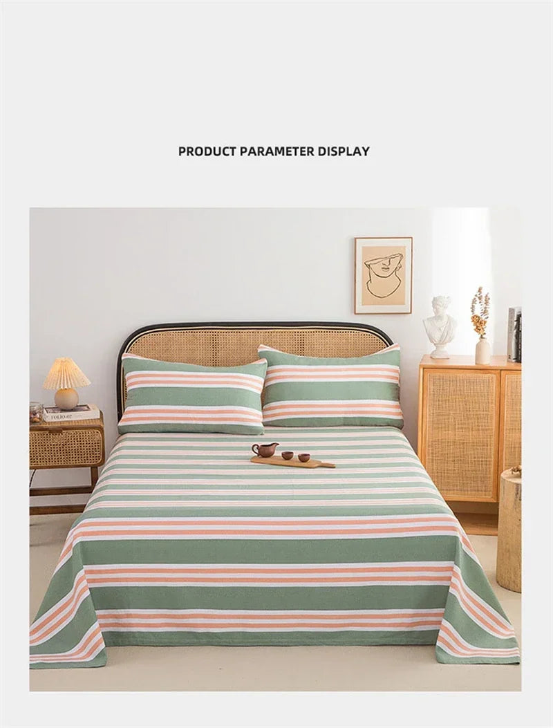 Soft 100% Cotton Coarse Cloth Bed Sheet Thick Sleep Naked Single Double Bedsheet Comfortable Durable Breathable Bed Sheets Queen
