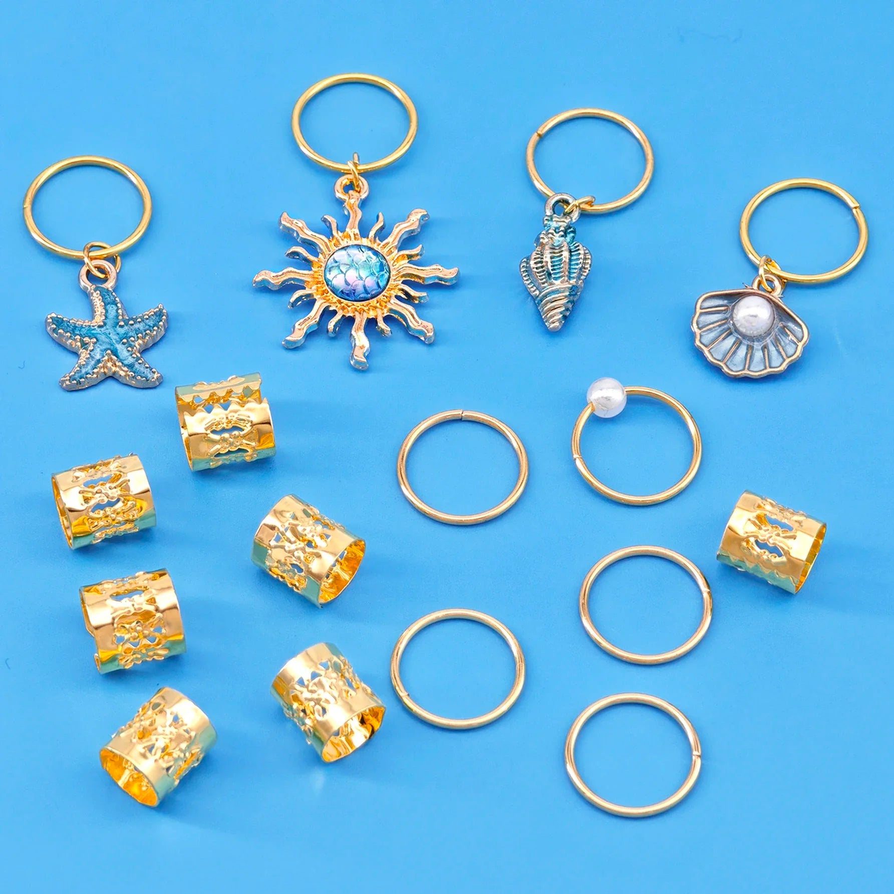 45 piezas de accesorios para el cabello con elementos marinos barrocos para rastas, joyas para el cabello de verano para bailes y fiestas, festival de música