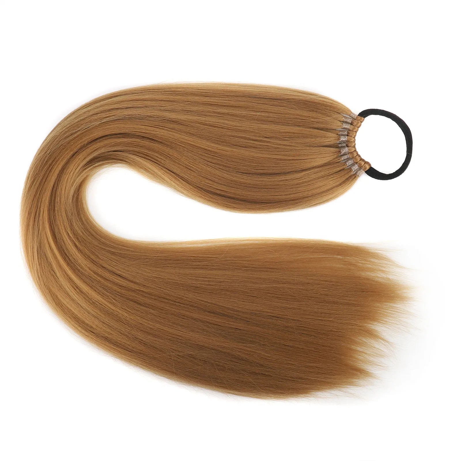 Synthetic Ponytail Hair Extension Long Yaki Straight Hair Ponytails With Ring Black Afro Fluffy Woman's Haipieces