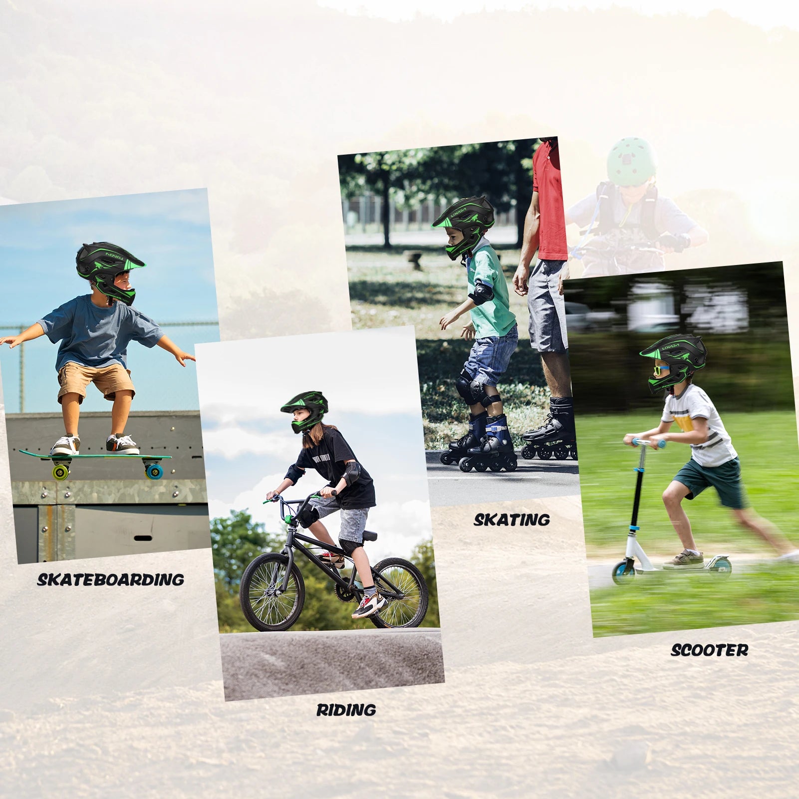 Lixada Kids Full Face Helmet Detachable Children Sports Safety Bike Helmet Protective Gear for Cycling Skateboarding Roller Skat