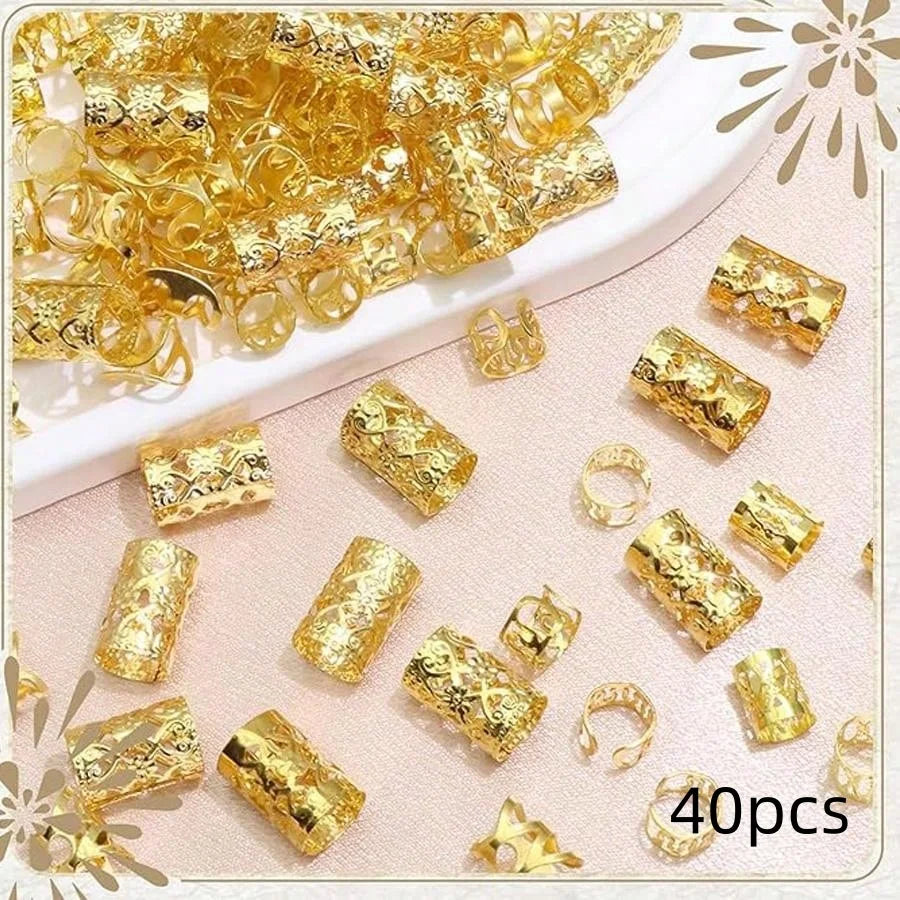 Bohemian Braid Beads Kit Stainless Steel Hair Rings Clips Curly Dreadlocks Jewelry Pendants Hair Decor for African Hair Styling