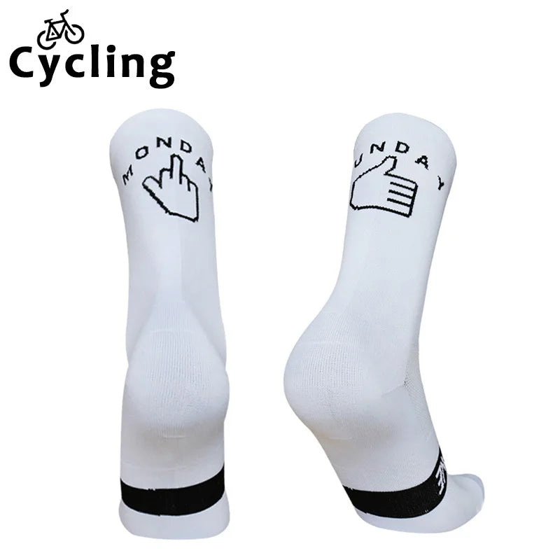 Deporte Correr Lunes Calcetines Nuevo Domingo Transpirable Ciclismo Calcetines de Ciclismo de Carretera para Hombres Mujeres calcetines ciclismo