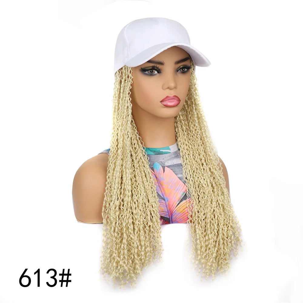 SQRDGQ Synthetic Braided Hair Hat Wigs for Woman 14inch Bug Black Blonde Braided Extensions with Baseball Cap Woman Wigs