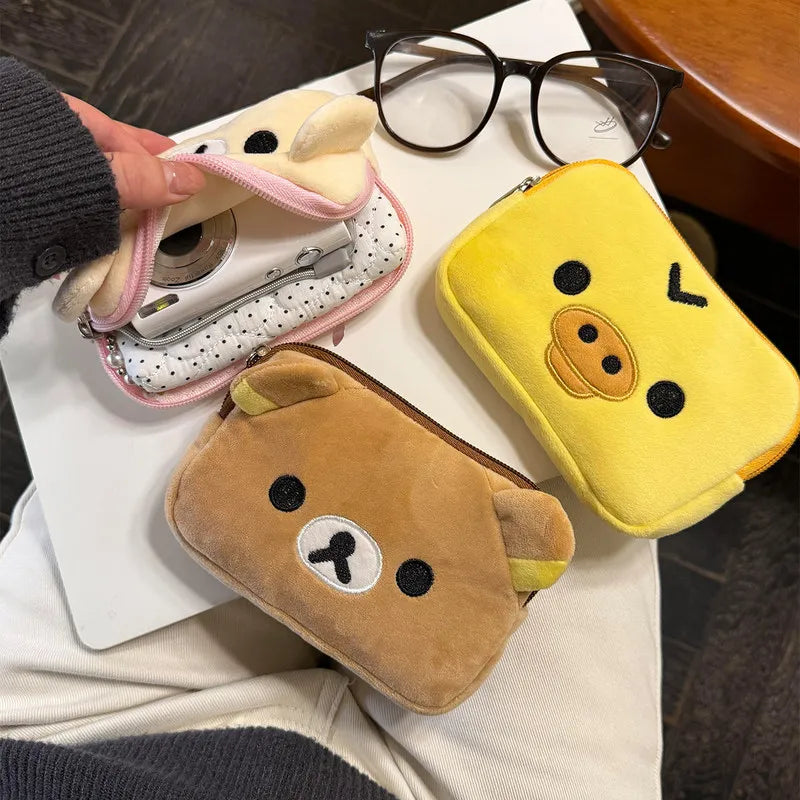 Estuche multiusos Kawaii Rilakkuma Kiiroitori Korilakkuma, monedero, billetera, bolsas de cosméticos, organizador, bolsa de almacenamiento, regalos bonitos
