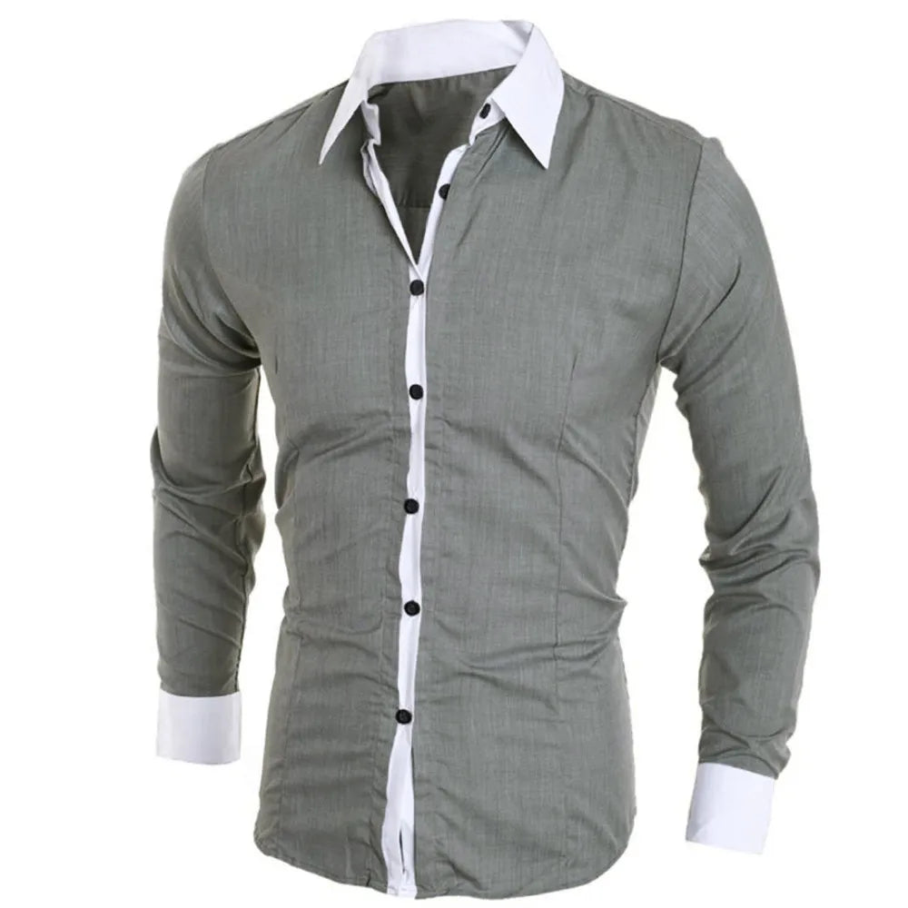 Men's Shirts Fashion Personality Mens Casual Slim Long-sleeved Shirt Top Blouse Black White Men Shirt Style Men Clothing Shirts
