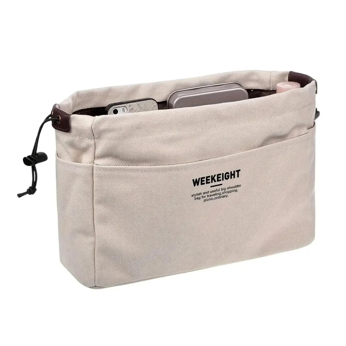 1/2 sacs de rangement en toile à cordon, multipoches, légers et portables, pour vos voyages.