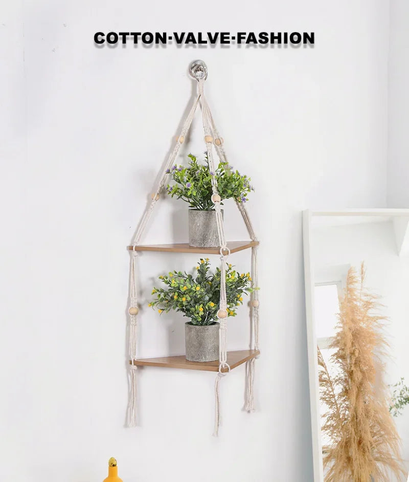 Floating Shelves Wood Stand Boho Home Decor Corner Shelf Wall Hanging Decor Triangle Shelf Display Stand Home Decoration Crafts