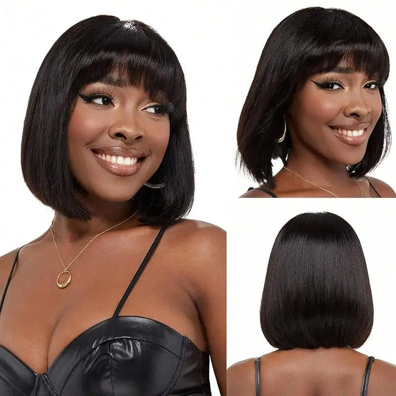 Perruque Lace Frontal HD 12 pouces, coupe bob 3x1, cheveux humains raides, densité 220, perruques en cheveux humains à densité maximale pour femmes