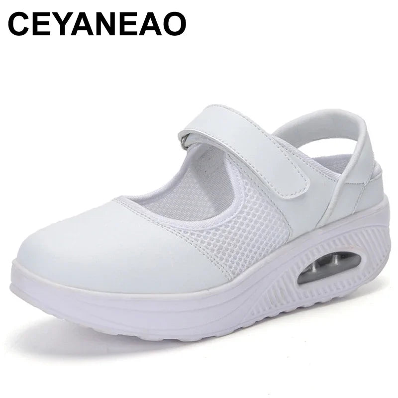 CEYANEAOSummer Fashion Nurse Shoes Ladies Air Cushion White Sneakers Women Platform Shoes 2018 New Lolita Shoes Swing E1038