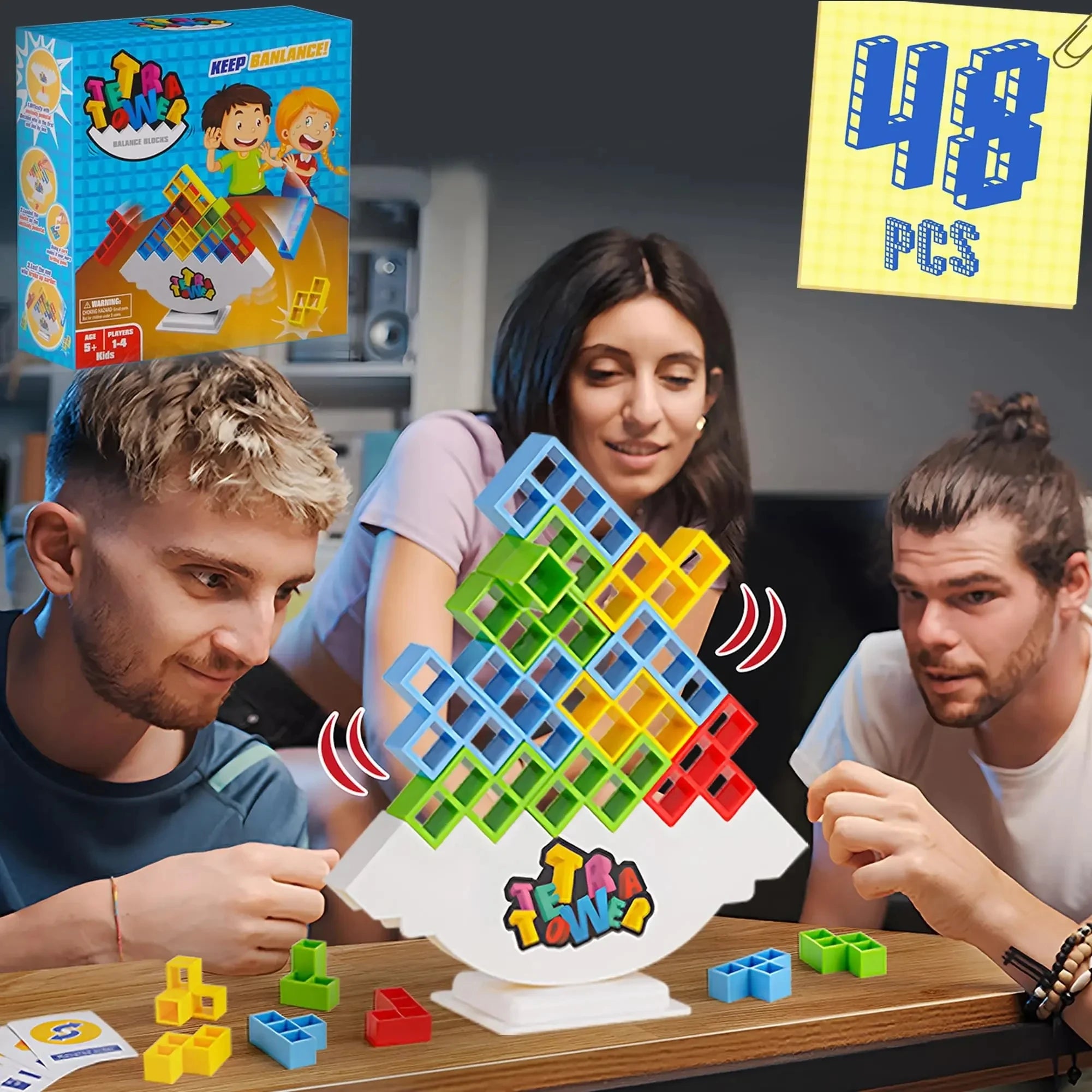Puzles Tetra Tower Divertido Juego de Mesa de Equilibrio para Apilar Bloques de Construcción para Niños, Adultos, Amigos, Equipo, Dormitorio, Noche de Juegos Familiares, Fiesta