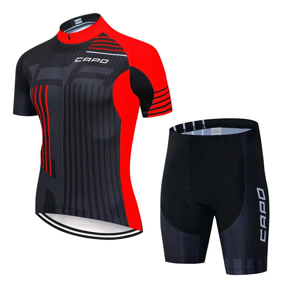 Ropa de Ciclismo Hombre Verano 2025 CAPO Ropa de Hombre Maillot de Ciclismo Bicicleta MTB Deporte Camiseta Profesional Culotte con Tirantes Traje