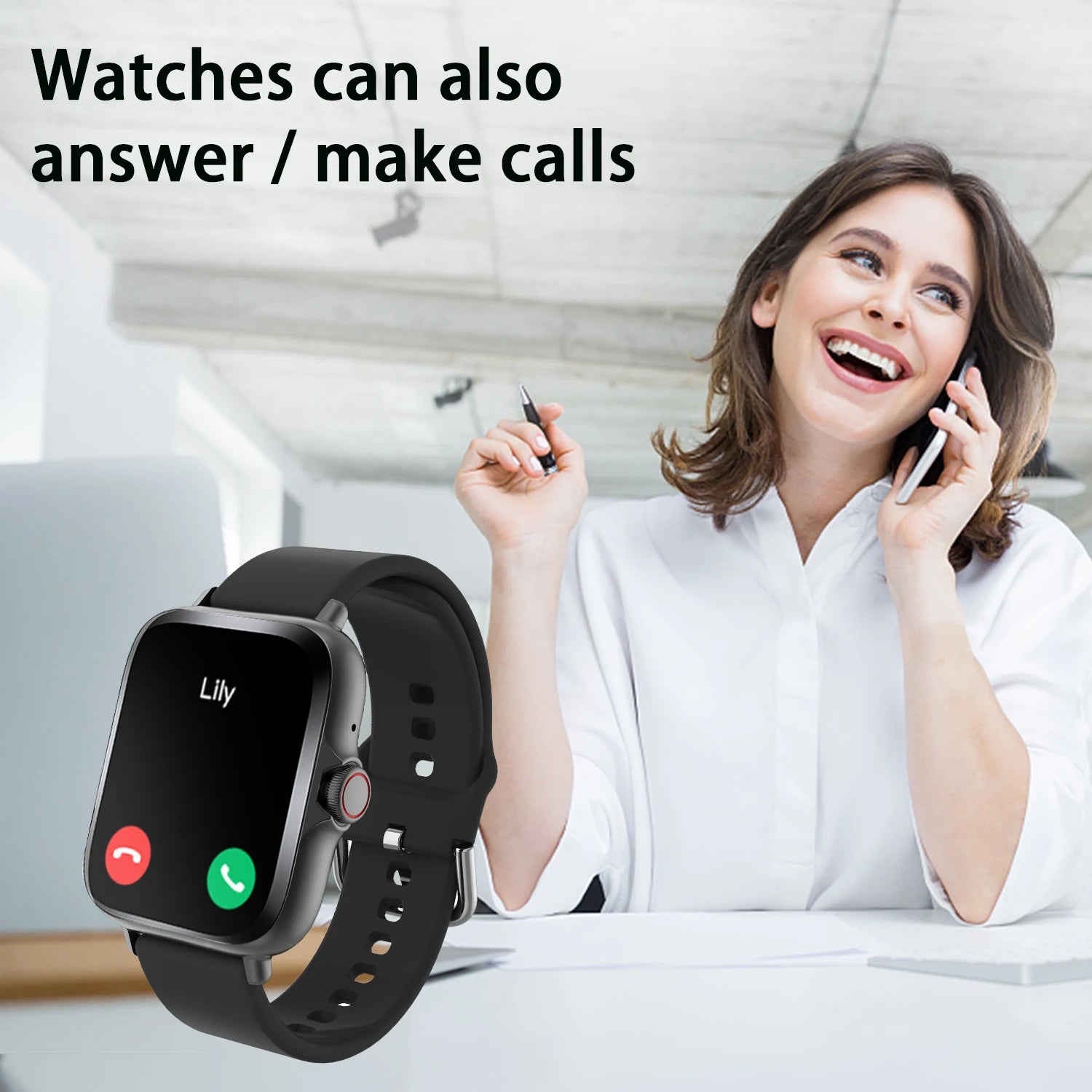 Reloj inteligente, llamadas inalámbricas/marcado, modo multideporte, recordatorio y rechazo de llamadas, recordatorio de SMS, para iPhone/Android