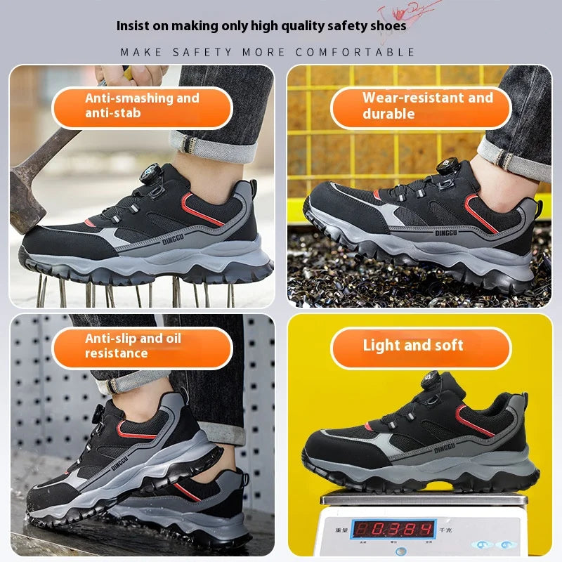 Warehouse Work Shoes for Men Shock Absorbing Anti-Smash Design,Light Sneaker Safety Shoes With Steel Toe Cap Anti-Piercing,