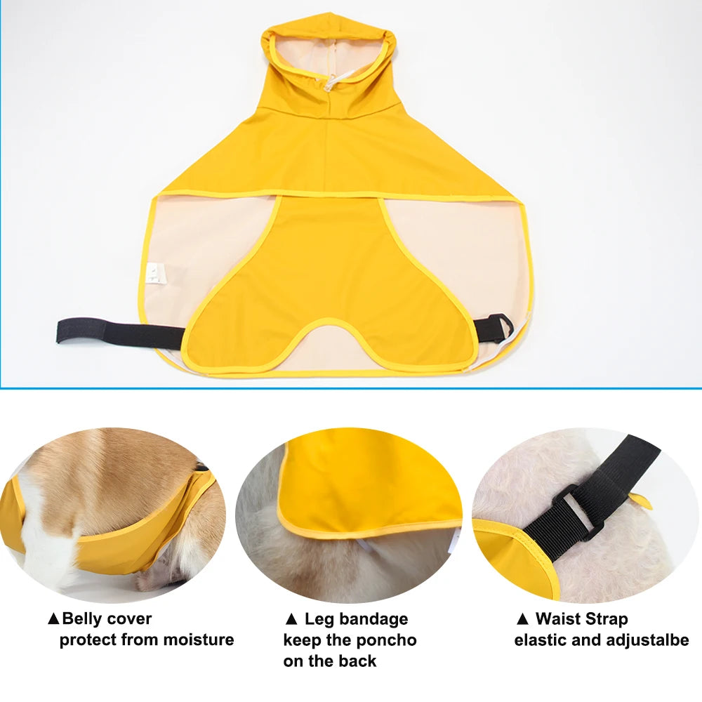 Dog Raincoat Full Coverage Belly Protection for Breeds like Shiba Inu Husky Border Collie Golden Retriever Alaskan Malamute