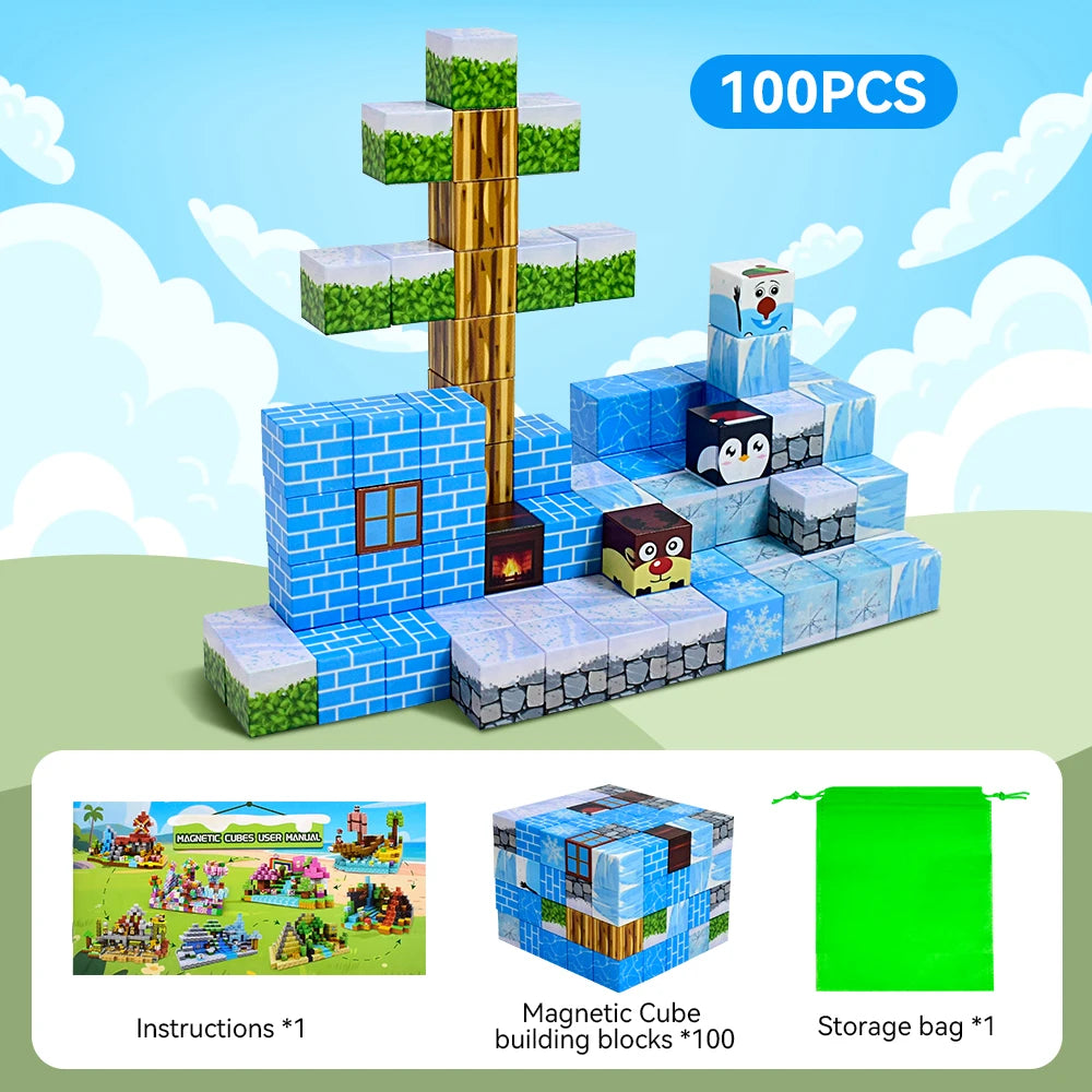 Magnetic Blocks-Magnetic Building Blocks,STEM Educational Magnet Toy Magnet Cubes Toys Stacking Learning Toys for Boys Girls